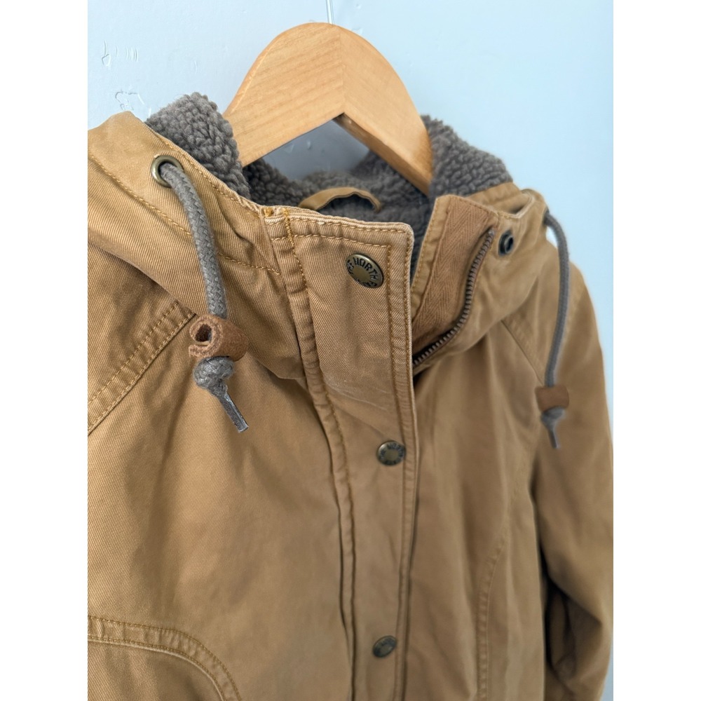 The North Face Fleece Lined Hooded Trench Jacket Wheat Women's Size Small Canvas - Picture 3 of 12